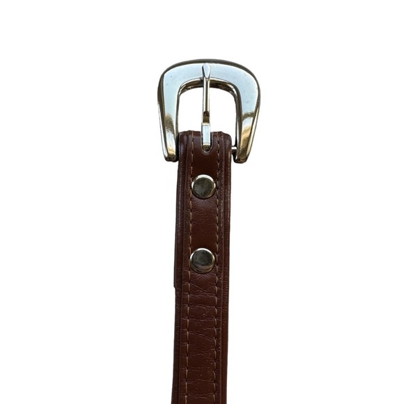 Justin Whipstitch Brown Leather Belt Sz 32 3055C - Picture 3 of 10